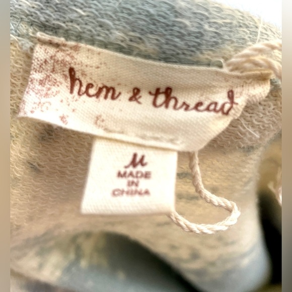 Hem & Thread small mint tie front tie dye sweatshirt long sleeve pullover NWOT - Picture 6 of 6